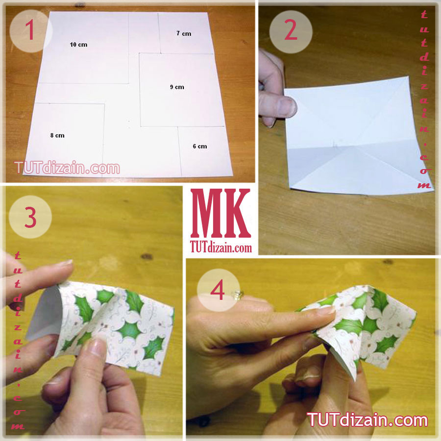 Новогодняя открытка с елочкой в технике оригами