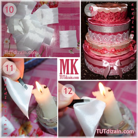 МК по созданию объемного торта без дна из картона и атласных лент
